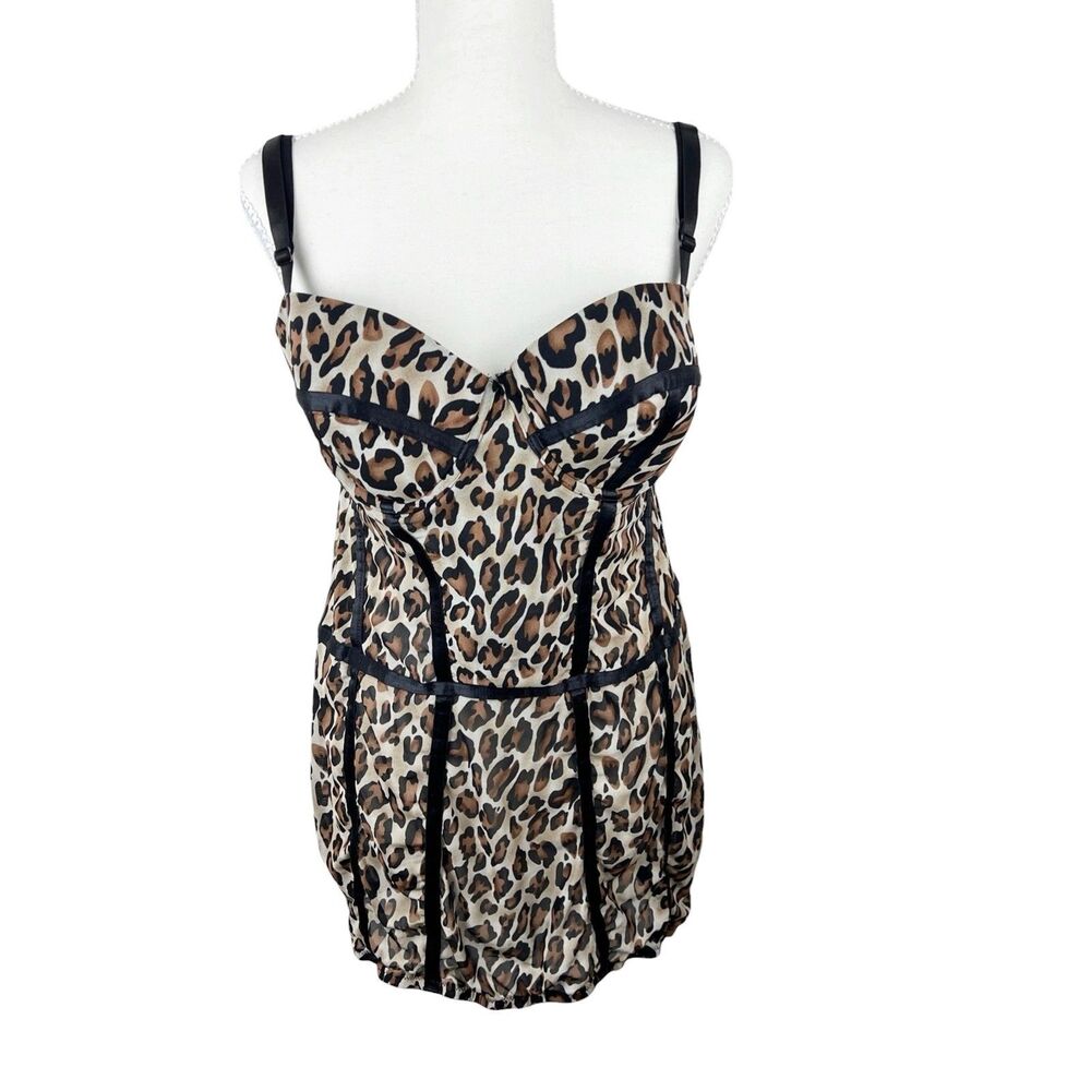 Dreamgirl Sleep Gown Women 3X Padded Leopard Print Mesh Sleepwear Intimates
